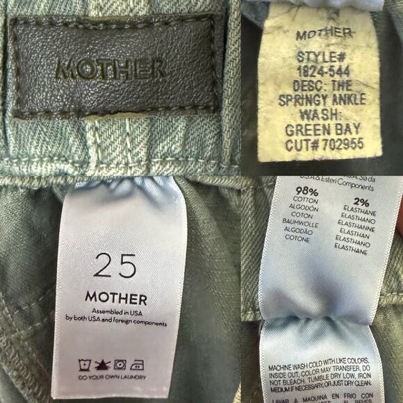 Mother The Springy Ankle Jean Green Bay size 25 - Picture 5 of 5